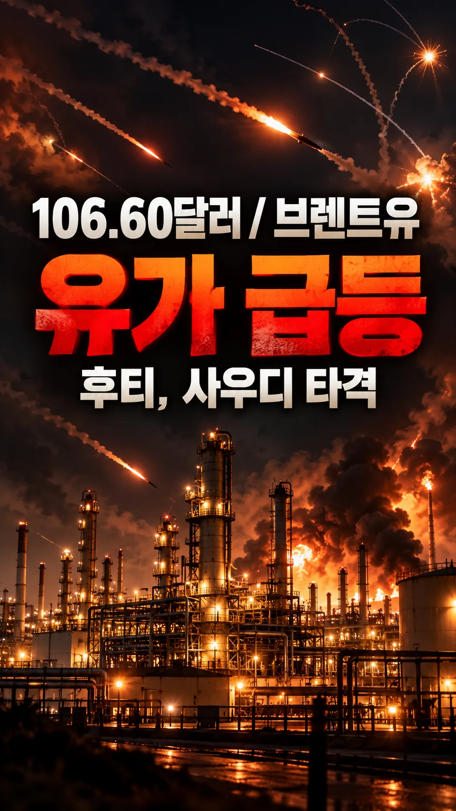 후티, 사우디 타이프·얀부 미사일 공격…브렌트유 106달러·미이란 단계적 합의 논의