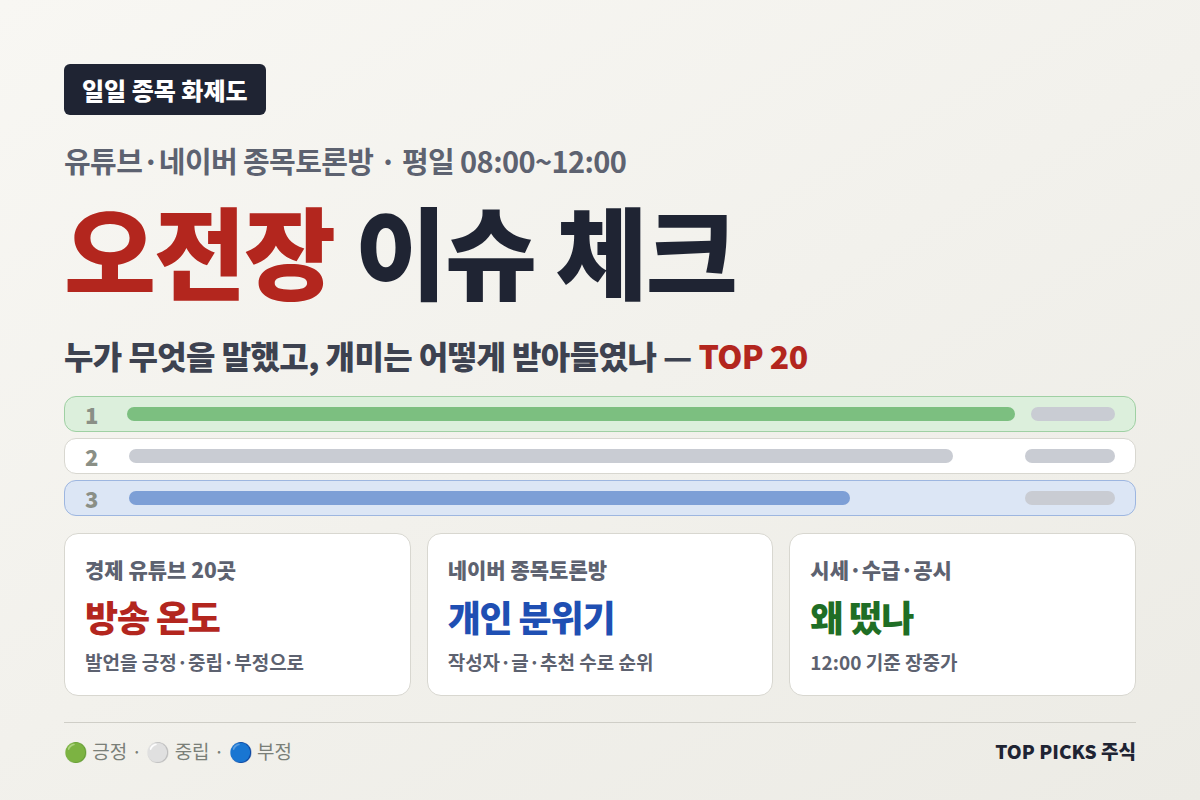 (9/30) 오전장 유튜브·네이버 종토방 이슈 체크