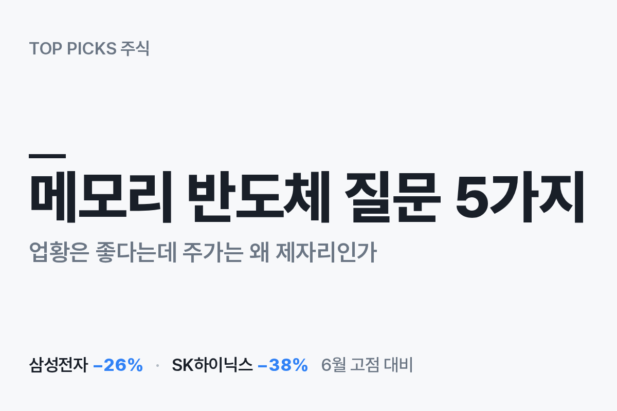 메모리 반도체 투자자 질문 5가지 & 답변